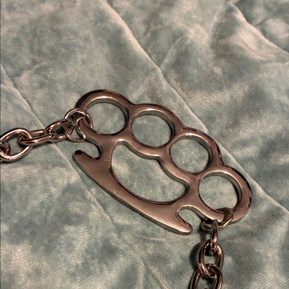 Dolls Kill Black Bag with Red X and Silver Handle - Picture 2 of 5